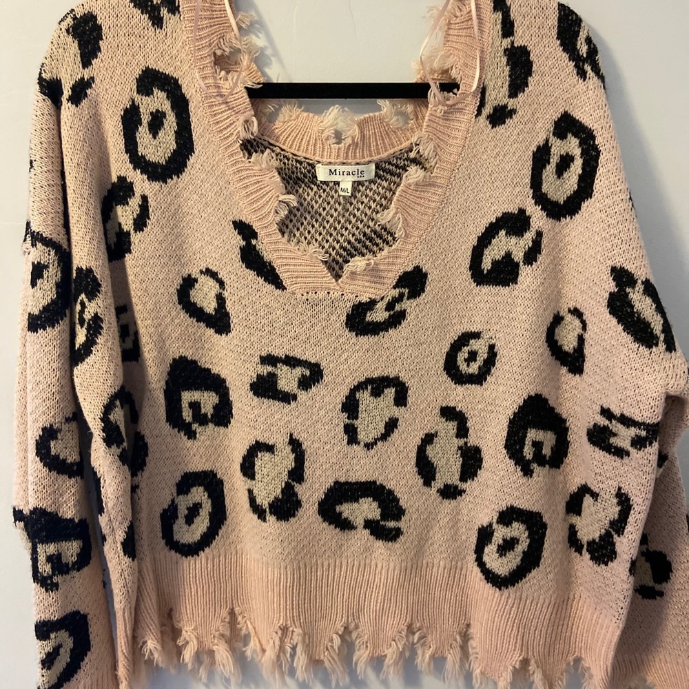 Miracle Leopard Distressed Sweater